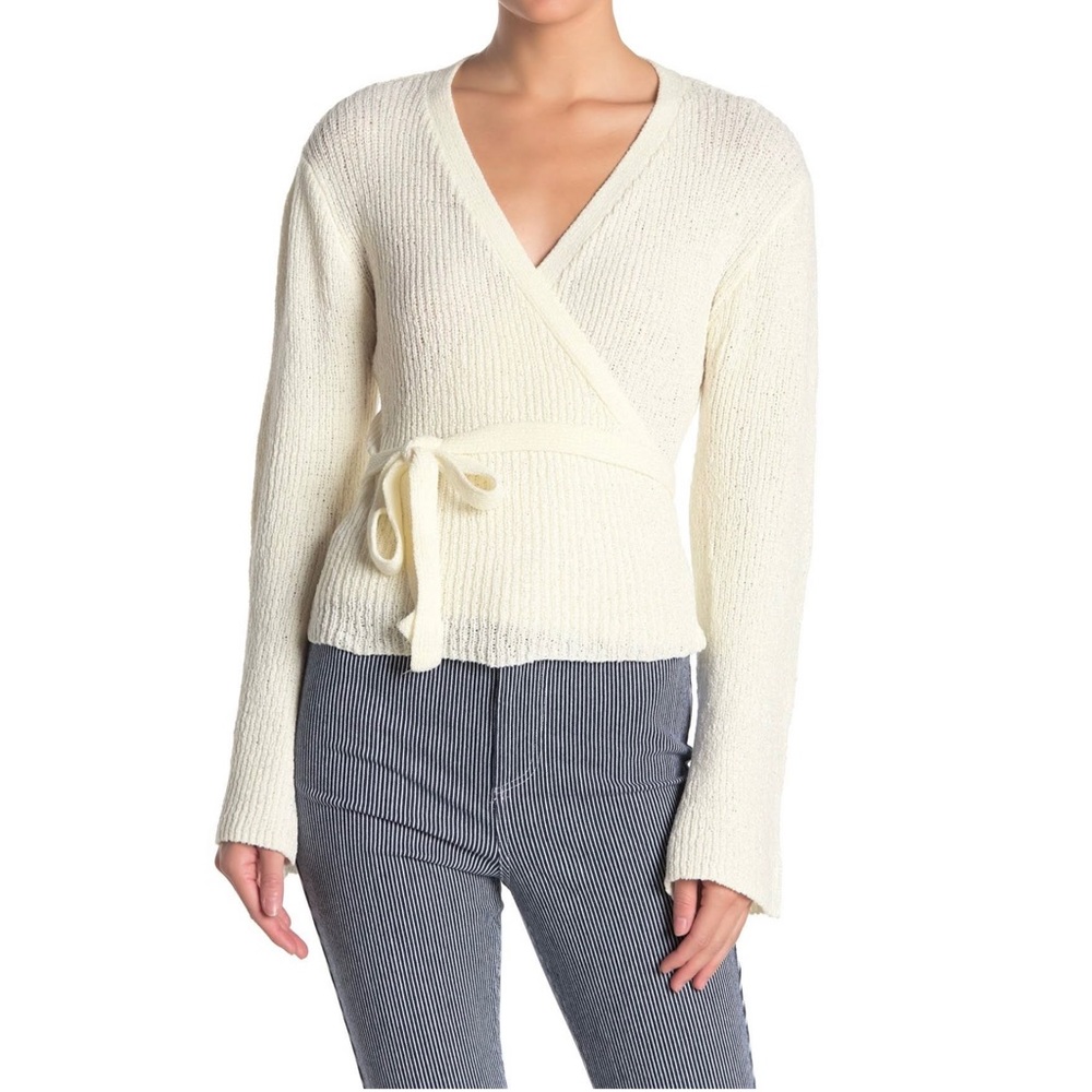 Anthropologie Cream V-Neck Sweater